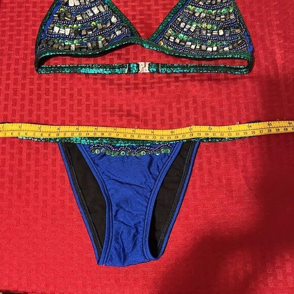 Veve Handmade Custom Blue/Green Beaded Mermaid Bikini Set Custom Mermaid Bikini - Picture 10 of 13